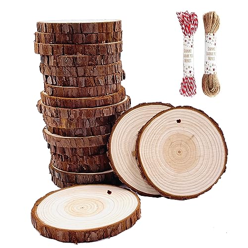Unlackierte natürliche Holzscheiben, 20 Stück, 9–10cm, Holz-Untersetzer-Sets, Bastel-Kit, vorgebohrt, mit Loch, Holzkreise, ideal für Kunst und Handwerk, Weihnachtsschmuck, Basteln, rustikale Hochzeit Unlackierte natürliche Holzscheiben, 20 Stück, 9–10cm, Holz-Untersetzer-Sets, Bastel-Kit, vorgebohrt, mit Loch, Holzkreise, ideal für Kunst und Handwerk, Weihnachtsschmuck, Basteln, rustikale Hochzeit von William Craft