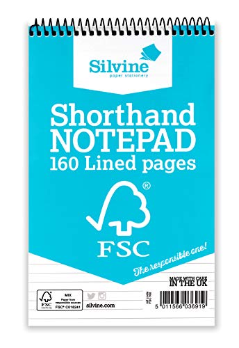 Silvine FSC160 Notizblock spiralgebunden FSC-Papier schwach liniert 160 Seiten 12,7 x 20,32 cm 10 Stück von Silvine