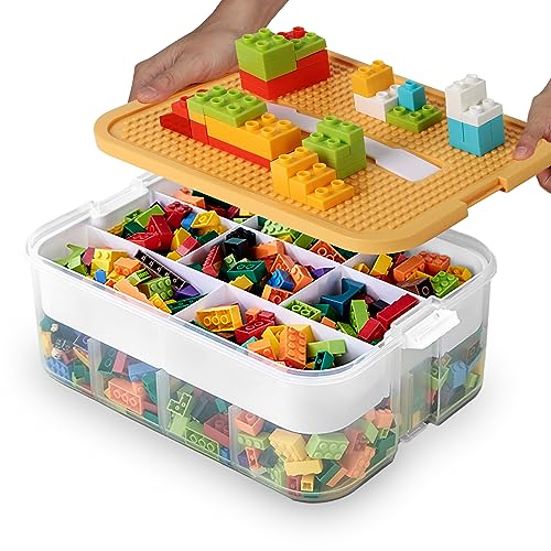 WillingHeart Aufbewahrungsboxen fur Lego Aufbewahrung Box mit Deckel Stapelbar Steine Sortierboxen Spielzeug Kleinteile Kiste Bausteine Behälter Transparent Organizer Kinder Spielzeugkiste von WillingHeart