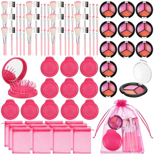 Willinglong 12 Sets Kids Spa Theme Party Supplies for Girls, Makeup Kit for Girls, Sleepover Party Makeup Party Birthday Party Favor Party Supplies Set for Toddler Little Girls (Rose Red) von Willinglong