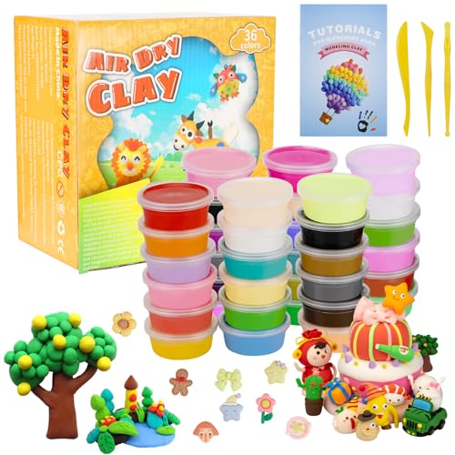 36 Farben Modelliermasse-Set,ultraleichter Lufttrockener Ton,Lufttrocknende magische Knete,Modelliermasse Lufttrocknend,DIY Spielzeug Geschenke mit Projektheft und Modellierungswerkzeugenultraleicht 36 Farben Modelliermasse-Set,ultraleichter Lufttrockener Ton,Lufttrocknende magische Knete,Modelliermasse Lufttrocknend,DIY Spielzeug Geschenke mit Projektheft und Modellierungswerkzeugenultraleicht von Williyatt