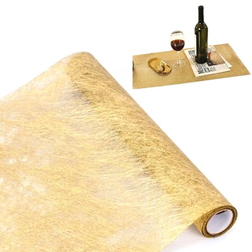 Wilsonzin Vlies Tischläufer Gold 30cmx10M Vlies Tischband Tischläufer für Hochzeiten Golden Hochzeit Tischdeko auch Ostern Festival Neujahr Geschenkband für Hochzeiten Valentinstag von Wilsonzin