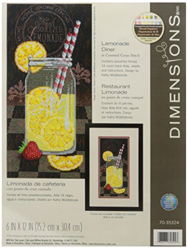 DIMENSIONS Handarbeiten Maße 14 Zählen Limonade Abendessen Kreuzstich-Set, 15,2 30,5 cm, Baumwolle, Multi Color, 15.2cm x 30.4cm von Wilton