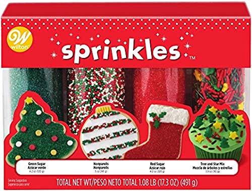 Wilton W7107654 Mega Sprinkles 4-Pack 17.3oz, Traditional Christmas von Wilton