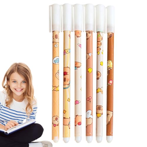 Wimnqie Löschbare Tintenstifte, löschbare Gel -Stift - Set von 6 Capybara Muster Tintengelstiften,Mit Radiergummi, Fade-resistenter, Comfort-Grip-Schreibwarenpapier für Kunstskizzierschulenaufgaben Wimnqie Löschbare Tintenstifte, löschbare Gel -Stift - Set von 6 Capybara Muster Tintengelstiften,Mit Radiergummi, Fade-resistenter, Comfort-Grip-Schreibwarenpapier für Kunstskizzierschulenaufgaben von Wimnqie