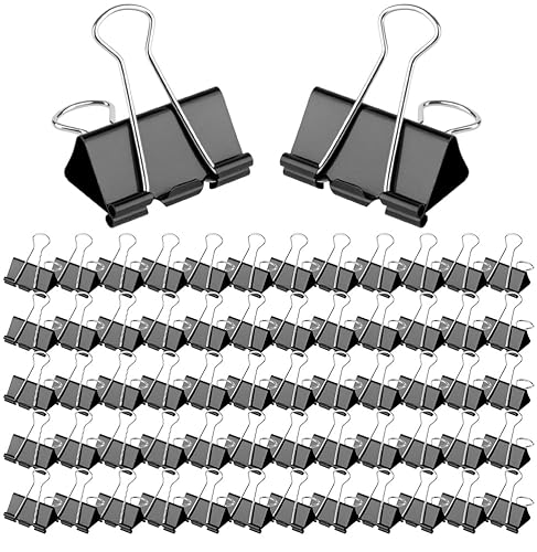 Große Binder-Clips, 4,1 cm (1,6 Zoll), große Büroklammern, Klemmen für Büro- und Heimbedarf, schwarz, 60 Stück von WinJiaYao