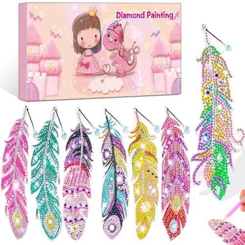 Wincany Diamond Painting Kinder, Bastelset Kinder ab 6 Jahre, Geschenke für Mädchen 6-11 Jahre DIY Lesezeichen, Einschulung Mädchen Geschenke Basteln Mädchen, Geburtstagsgeschenk Spielzeug für Mädchen von Wincany