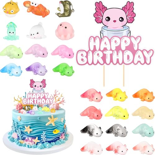 Wincredulous 25 Stück Axolotl Geburtstagstortendekorationsset, 1 Stück Axolotl Happy Birthday Cake Toppers Cute Under The Sea Animal Ornaments Cake Decal for Axolotl Themed Birthday Party Supplies Wincredulous 25 Stück Axolotl Geburtstagstortendekorationsset, 1 Stück Axolotl Happy Birthday Cake Toppers Cute Under The Sea Animal Ornaments Cake Decal for Axolotl Themed Birthday Party Supplies von Wincredulous