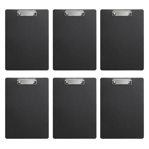 Pack Klemmbrett A4 - Schreibmappe - Klemmbrettmappe 6er, robuste PP-Material, rutschfeste Metallklemme, ideal für Büro, Schule und Zuhause (A4) (Schwarz) von Windfromort