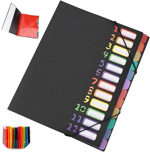 Dokumentenmappe A4 - Fächermappe A4 Mit 12 Fächern - Bunte Postmappe - Wasserdicht, Große Kapazität Mappe - Organizer Mappe Mit Gummizug Für Büro, Schule und Zuhause Dokumentenmappe A4 - Fächermappe A4 Mit 12 Fächern - Bunte Postmappe - Wasserdicht, Große Kapazität Mappe - Organizer Mappe Mit Gummizug Für Büro, Schule und Zuhause von Windfromort