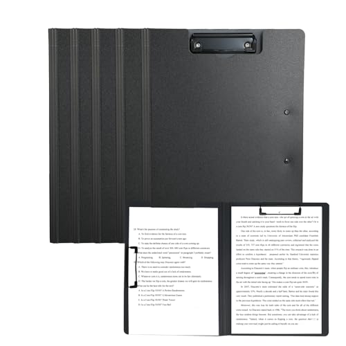 Pack Klemmbrett A4 - Schreibmappe 5er - Ordner überlappen, robuste PP-Material, rutschfeste Metallklemme, ideal für Büro, Schule und Zuhause (A4) (Schwarz) von Windfromort