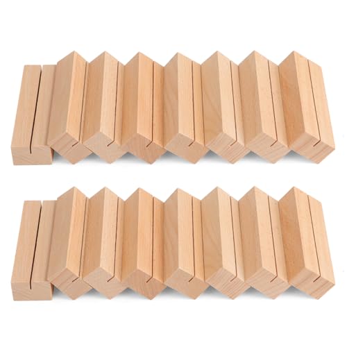 Windfromort 16 Stück Tischkartenhalter aus Buche - Menükartenhalter - Fotoaufsteller - Holzaufsteller - Tischaufsteller Holz, für Hochzeiten, Bankette, Partys, Postkartenhalter（Buchenholz） von Windfromort
