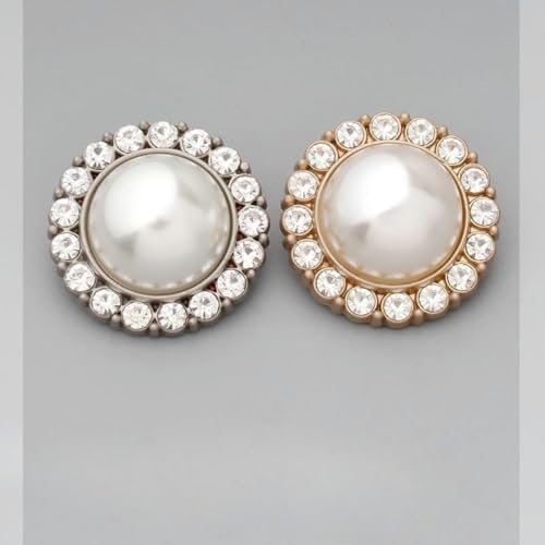 10/20 Stück 15–25 mm Perlenknöpfe mit Sonnenblumen-Perlen, Blumenknöpfe, Mantel-Perlenknöpfe zum Nähen, Kunstperlen-Knöpfe mit flacher Rückseite (20 Stück Silber, 25 mm) von Windmilne
