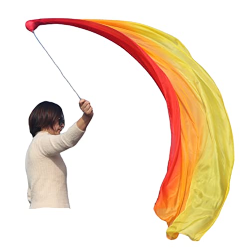 Winged Sirenny 1 Stück 180cm Echte Seide Bauchtanz Seidenschleier Poi Bälle mit Tuch, Jonglierset Schleier VOI(Fire longside) von Winged Sirenny