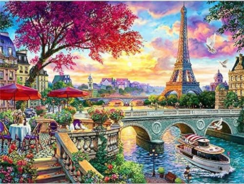 Wingkin Kreuzstich Stickpackungen Eiffelturm-Landschaft 11CT Erwachsene Sticken Set,DIY Stickbilder Vorgedruckt Kreuzstich für Anfänger Home Decor （40x50cm ） von Wingkin