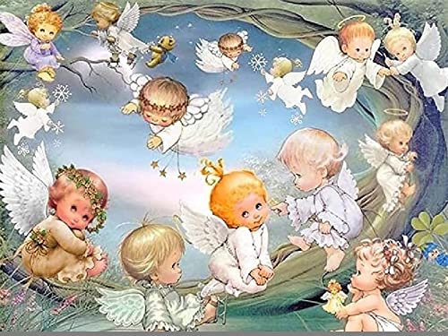 Wingkin Kreuzstich Stickpackungen Engel Baby 11CT Erwachsene Sticken Set,DIY Stickbilder Vorgedruckt Kreuzstich für Anfänger Home Decor （40x50cm ） von Wingkin