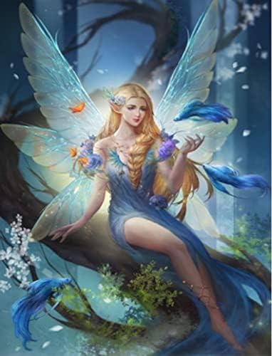 Wingkin Kreuzstich Stickpackungen Fantasy Elf Fairy Zierfische 11CT Erwachsene Sticken Set,DIY Stickbilder Vorgedruckt Kreuzstich für Anfänger Home Decor （40x50cm ） von Wingkin