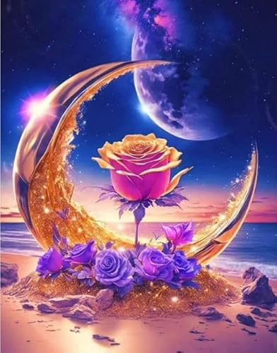 Wingkin Kreuzstich Stickpackungen Mondblume 11CT Erwachsene Sticken Set,DIY Stickbilder Vorgedruckt Kreuzstich für Anfänger Home Decor （40x50cm ） von Wingkin