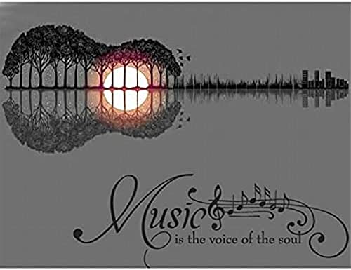 Wingkin Kreuzstich Stickpackungen Musik ist die Seele der Gitarre 11CT Erwachsene Sticken Set,DIY Stickbilder Vorgedruckt Kreuzstich für Anfänger Home Decor （40x50cm ） von Wingkin