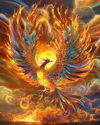 Wingkin Kreuzstich Stickpackungen Phönix 11CT Cross Stitch Stamped Kit DIY Anfänger Erwachsene Embroidery Kunst Handwerk Handarbeit Kits（40 * 50cm） von Wingkin