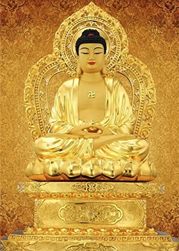 Wingkin Kreuzstich Stickpackungen Porträt von Buddha 11CT Erwachsene Sticken Set,DIY Stickbilder Vorgedruckt Kreuzstich für Anfänger Home Decor （40x50cm ） von Wingkin