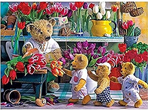 Wingkin Kreuzstich Stickpackungen Teddybär 11CT Erwachsene Sticken Set,DIY Stickbilder Vorgedruckt Kreuzstich für Anfänger Home Decor （40x50cm ） von Wingkin