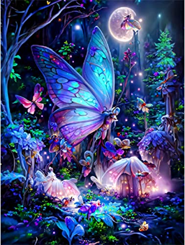 Wingkin Kreuzstich Stickpackungen Wald Schmetterling 11CT Erwachsene Sticken Set,DIY Stickbilder Vorgedruckt Kreuzstich für Anfänger Home Decor （40x50cm ） von Wingkin