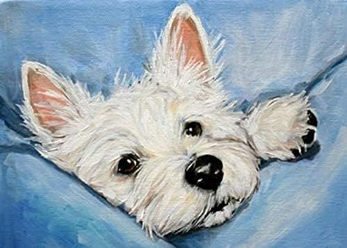 Wingkin Kreuzstich Stickpackungen Westie-Hund 11CT Erwachsene Sticken Set,DIY Stickbilder Vorgedruckt Kreuzstich für Anfänger Home Decor （40x50cm ） von Wingkin