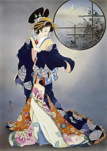Wingkin Kreuzstich Stickpackungen japanische Geisha 11CT Erwachsene Sticken Set,DIY Stickbilder Vorgedruckt Kreuzstich für Anfänger Home Decor （40x50cm ） von Wingkin