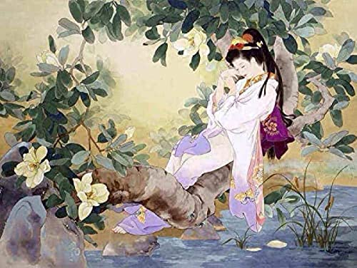 Wingkin Kreuzstich Stickpackungen japanische Geisha 11CT Erwachsene Sticken Set,DIY Stickbilder Vorgedruckt Kreuzstich für Anfänger Home Decor （40x50cm ） von Wingkin
