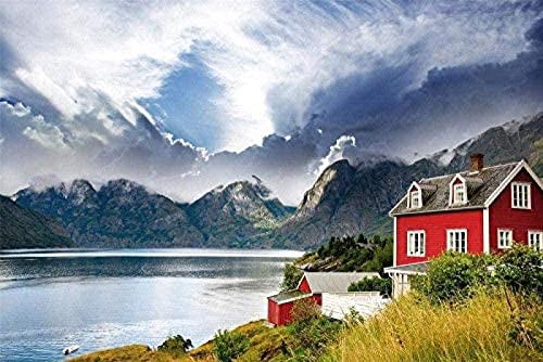 Wingkin Kreuzstich Stickpackungen norwegische Landschaft 11CT Erwachsene Sticken Set,DIY Stickbilder Vorgedruckt Kreuzstich für Anfänger Home Decor （40x50cm ） von Wingkin