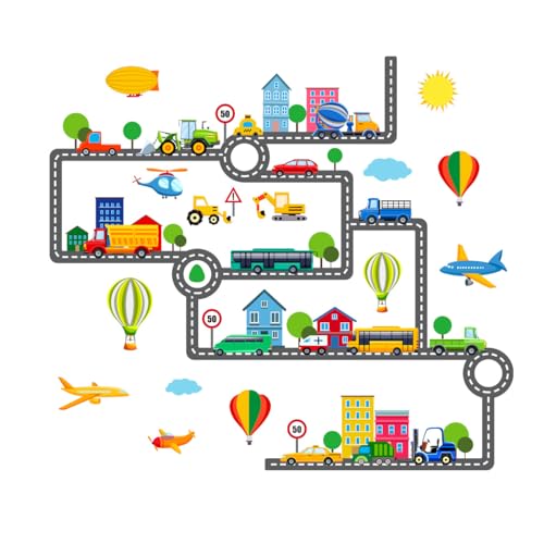 Winhappyhome Cartoon Road Auto Flugzeug Heißluftballon Kinder Wandaufkleber Kindergarten Interaktive Wandaufkleber Winhappyhome Cartoon Road Auto Flugzeug Heißluftballon Kinder Wandaufkleber Kindergarten Interaktive Wandaufkleber von Winhappyhome