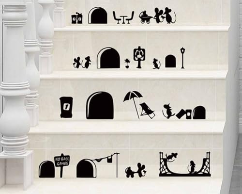 Winhappyhome Interessanter Maus-Loch-Aufkleber, abnehmbar, personalisierbar, modisch, kreativ, für Wohnzimmer, Treppen Winhappyhome Interessanter Maus-Loch-Aufkleber, abnehmbar, personalisierbar, modisch, kreativ, für Wohnzimmer, Treppen von Winhappyhome