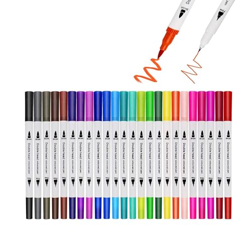 24 Aquarellstifte farbige Stifte mit doppelter Spitze Brush Pen Lettering Kalligraphie Stifte Professionelle Marker Pinsel von Winkin