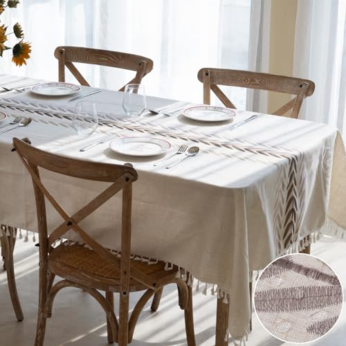 Winknowl Rustikale Tischdecke, Baumwoll-Leinen-Stoff, knitterfrei, waschbar, quadratisch, Tischdecke, Dekoration für Küche, Esszimmer, Party für 4 Sitze, Beige, Weinblatt, 140 x 140 cm Winknowl Rustikale Tischdecke, Baumwoll-Leinen-Stoff, knitterfrei, waschbar, quadratisch, Tischdecke, Dekoration für Küche, Esszimmer, Party für 4 Sitze, Beige, Weinblatt, 140 x 140 cm von Winknowl
