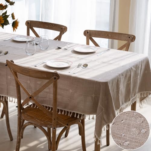 Winknowl Rustikale Tischdecke, Baumwoll-Leinen-Stoff, knitterfrei, waschbar, rechteckig, Tischdecke, Dekoration für Küche, Esszimmer, Party für 6–8 Sitze, braune Karos, 140 x 213 cm Winknowl Rustikale Tischdecke, Baumwoll-Leinen-Stoff, knitterfrei, waschbar, rechteckig, Tischdecke, Dekoration für Küche, Esszimmer, Party für 6–8 Sitze, braune Karos, 140 x 213 cm von Winknowl