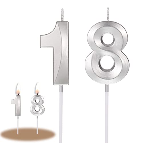 Winkwinky 18. Geburtstag Kerzen Kuchen Silber Zahlen Kerzen 1 und Ziffer Kerzen 8, Geburtstagstorte Kerzen Zahlen Cake Topper Dekoration für Hochzeit Jahrestag Feier Lieferungen (Silber) Winkwinky 18. Geburtstag Kerzen Kuchen Silber Zahlen Kerzen 1 und Ziffer Kerzen 8, Geburtstagstorte Kerzen Zahlen Cake Topper Dekoration für Hochzeit Jahrestag Feier Lieferungen (Silber) von Winkwinky