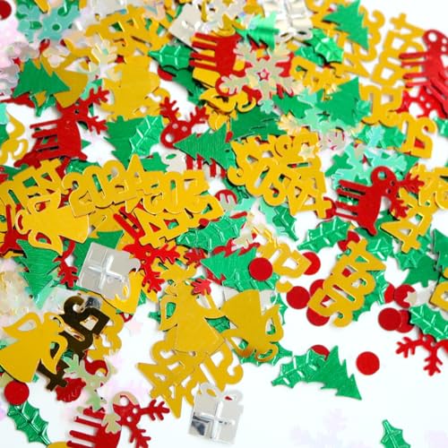 2025 Weihnachts-Konfetti, Weihnachtsbaum, gemischte Schneeflocke, Weihnachtsmann, Tischkonfetti, Pailletten, Streusel, Geburtstag, Motto-Party-Zubehör, Dekorationen, 15 g von Winmany