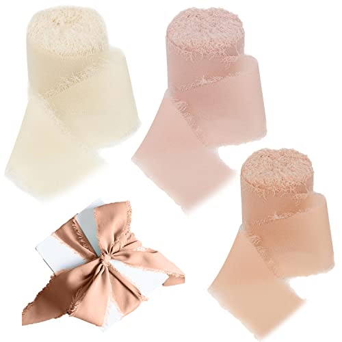 3 Rollen Chiffonbänder 3,8 cm x 2,5 m handgefertigt Fransenband Geschenkband ausgefranste Kanten Band für Bastelarbeiten Kränze Schleifen Geschenkver Brautsträuße und Valentinstags insgesamt 21 m 3 Rollen Chiffonbänder 3,8 cm x 2,5 m handgefertigt Fransenband Geschenkband ausgefranste Kanten Band für Bastelarbeiten Kränze Schleifen Geschenkver Brautsträuße und Valentinstags insgesamt 21 m von Winmany