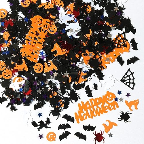 Halloween Party Tischkonfetti Kürbis Spinne Katze Papier Konfetti Orange Schwarz Trick or Treat Streusel Streudeko für Mottoparty Supplies Dekorationen 15g von Winmany