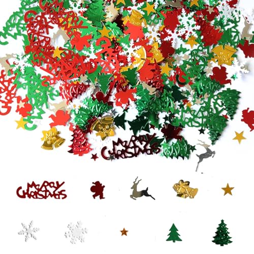 Weihnachts-Konfetti, Weihnachtsbaum, gemischte Schneeflocke, Weihnachtsmann, Tischkonfetti, Pailletten, Streusel, Geburtstag, Motto-Party-Zubehör, Dekorationen, 15 g von Winmany