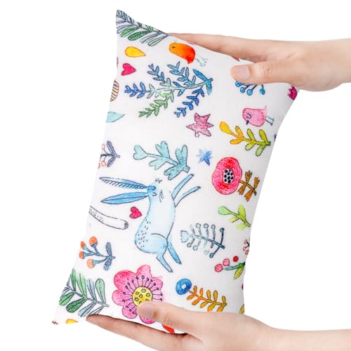 Winmany Kleines Kissen 27,9 x 17,8 cm abnehmbar waschbar Bedruckt Mini-Kissen für Baby Kleinkinder Haustiere Reisen Nacken Lenden und Kniestütze (28x18cm, Kaninchenblume, 1) von Winmany