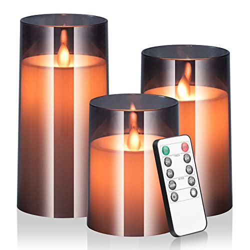 Winnes LED-Kerzen, flackerndes Set mit 3 flammenlosen Kerzen, Lichtern mit Fernbedienung, Weihnachtsdekorationslichtern, Kerzenlichtern, batteriebetrieben, 4/5/6 Zoll, Schwarz Winnes LED-Kerzen, flackerndes Set mit 3 flammenlosen Kerzen, Lichtern mit Fernbedienung, Weihnachtsdekorationslichtern, Kerzenlichtern, batteriebetrieben, 4/5/6 Zoll, Schwarz von Winnes