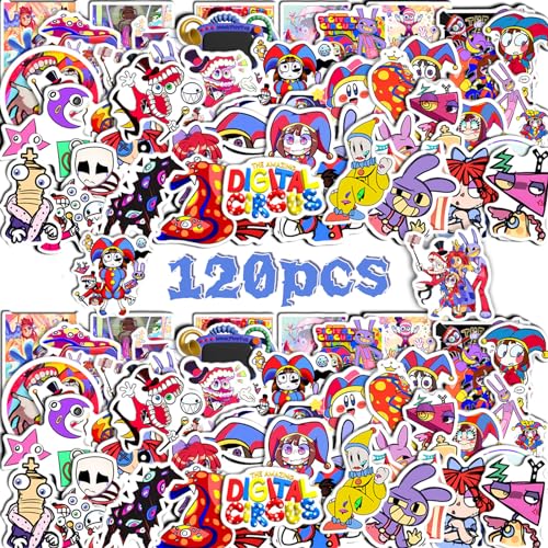 Winric 120pcs DIY Digitale Zirkus Aufkleber Animation Sticker Figur-Sticker Lustige Cartoon Aufkleber Koffer Skateboard Fahrrad Wand Telefon Aufkleber Winric 120pcs DIY Digitale Zirkus Aufkleber Animation Sticker Figur-Sticker Lustige Cartoon Aufkleber Koffer Skateboard Fahrrad Wand Telefon Aufkleber von Winric