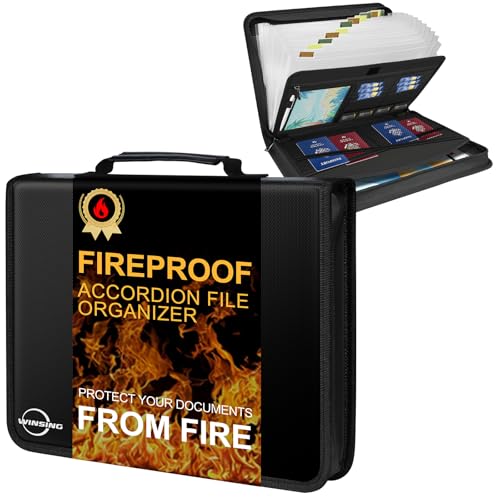 Winsing Akkordeon-Aktenordner, 13 Fächer, feuerfest, erweiterbar, Dokumentenmappe mit Griff und Etiketten, tragbar und erweiterbar, für Zuhause/Büro/Reisen, sicher für wichtige A4-Papiere, Briefe Winsing Akkordeon-Aktenordner, 13 Fächer, feuerfest, erweiterbar, Dokumentenmappe mit Griff und Etiketten, tragbar und erweiterbar, für Zuhause/Büro/Reisen, sicher für wichtige A4-Papiere, Briefe von Winsing