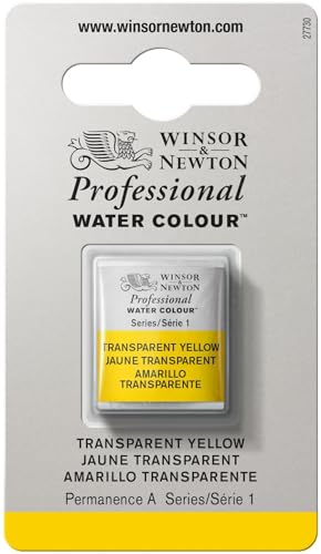 Winsor & Newton 0101653 Professional Aquarellfarbe, lebendige Wasserfarben in Künstlerqualität, hohe Farbbrillanz & Leuchtkraft, lichtecht, Archivqualität, 1/2 Napf - Transparentgelb von Winsor & Newton