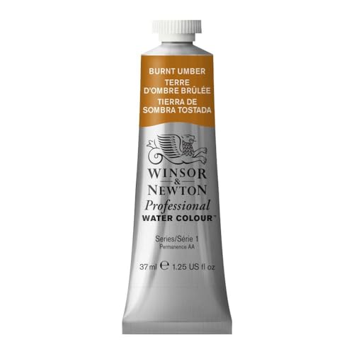 Winsor & Newton 0114076 Professional Aquarellfarbe, lebendige Wasserfarben in Künstlerqualität, hohe Farbbrillanz & Leuchtkraft, lichtecht, Archivqualität, 37ml Tube - Umbra gebrannt von Winsor & Newton