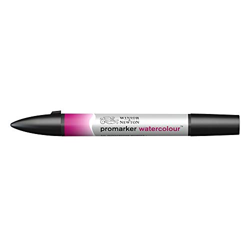 Winsor & Newton 0201545 Aquarellmarker - 2 Spitzen, Pinsel- und feiner Spitze, lichtecht, hochpigmentierte Aquarellfarben für Kalligrafie, Zeichnungen - Quinacridone magenta von Winsor & Newton