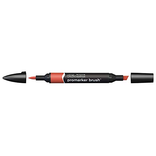 Winsor & Newton 0204092 BrushMarker (Für Zeichnungen, Kalligraphie, Design und Layouts, streifenfreies Zeichnen mit Keil und Pinselspitze) gebrannte orange von Winsor & Newton