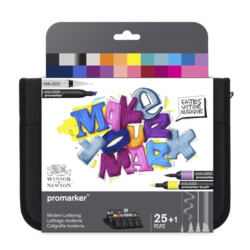 Winsor & Newton 0290201 Promarker Mixed Wallets Modern Lettering Set – 25-teiliges Wallet mit 16 Promarker Layoutmarker, 6 Brushpens, 3 schwarze Fineliner – Marker Set für Lettering & Illustration Winsor & Newton 0290201 Promarker Mixed Wallets Modern Lettering Set – 25-teiliges Wallet mit 16 Promarker Layoutmarker, 6 Brushpens, 3 schwarze Fineliner – Marker Set für Lettering & Illustration von Winsor & Newton